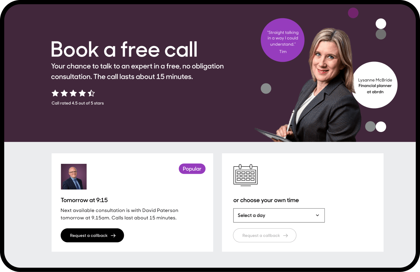 Aberdeen robo advice journey screen 1